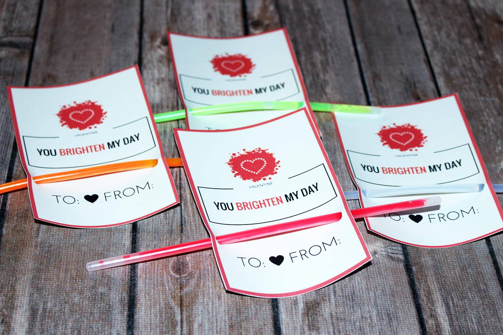 Homemade Valentine's Card For Kids - With Glow Sticks FREE Printable! - Six Time Mommy ...